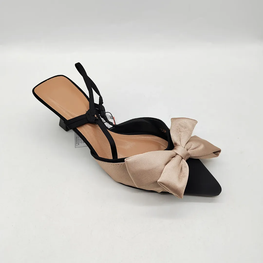 Sandales à Talons avec Nœud Élégant – Bout Pointu et Bride Arrière pour Femme