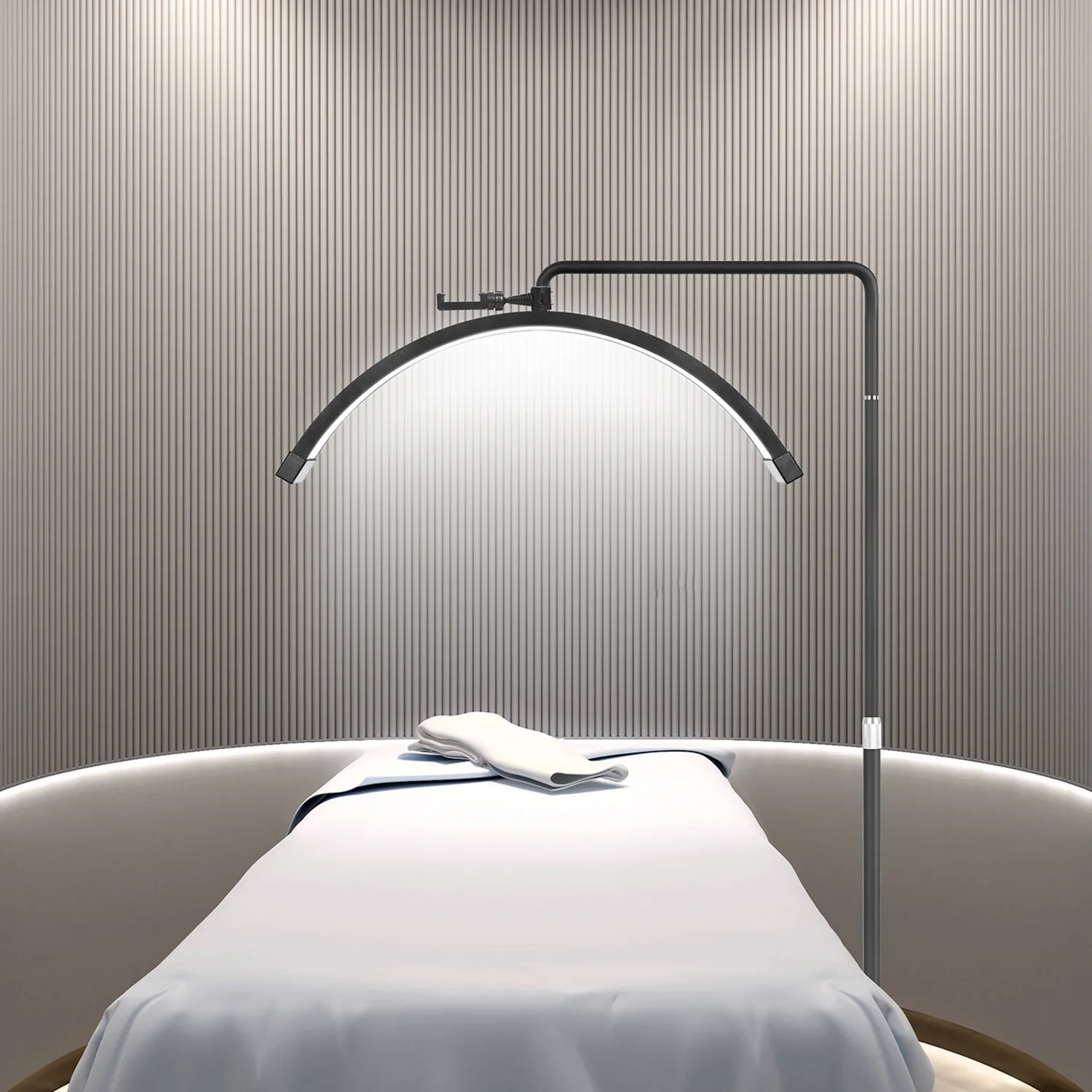 Lampe LED Professionnelle Demi-Lune 40W avec Trépied Réglable – Lumière pour Extensions de Cils, Maquillage, Tatouage, Salon de Beauté et Photographie