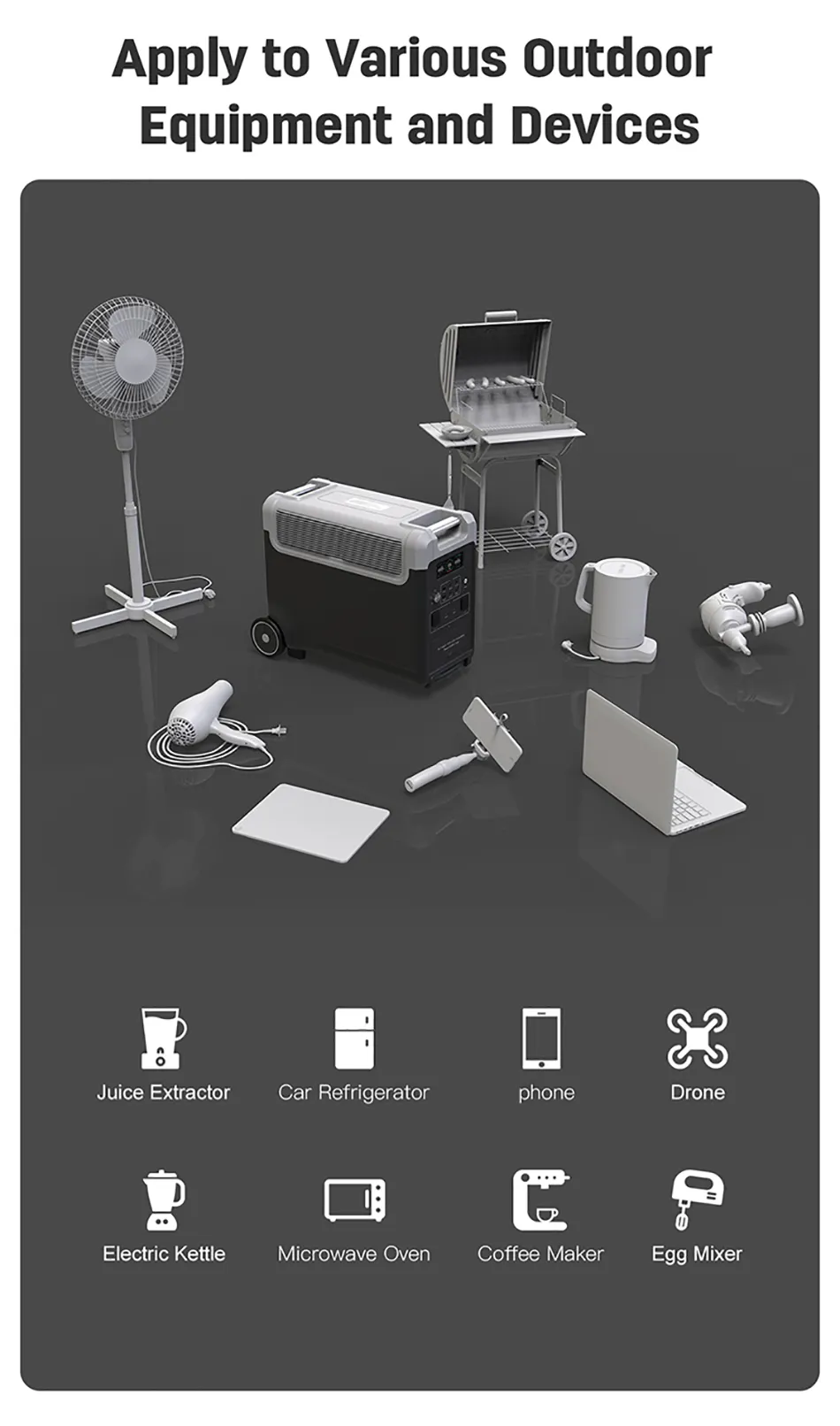 Générateur solaire portable AFERIY AF-P310 3840Wh – Batterie LiFePO4, onde sinusoïdale pure, 2200W max – Recharge secteur, voiture ou panneau solaire – Idéal pour maison, camping et urgences