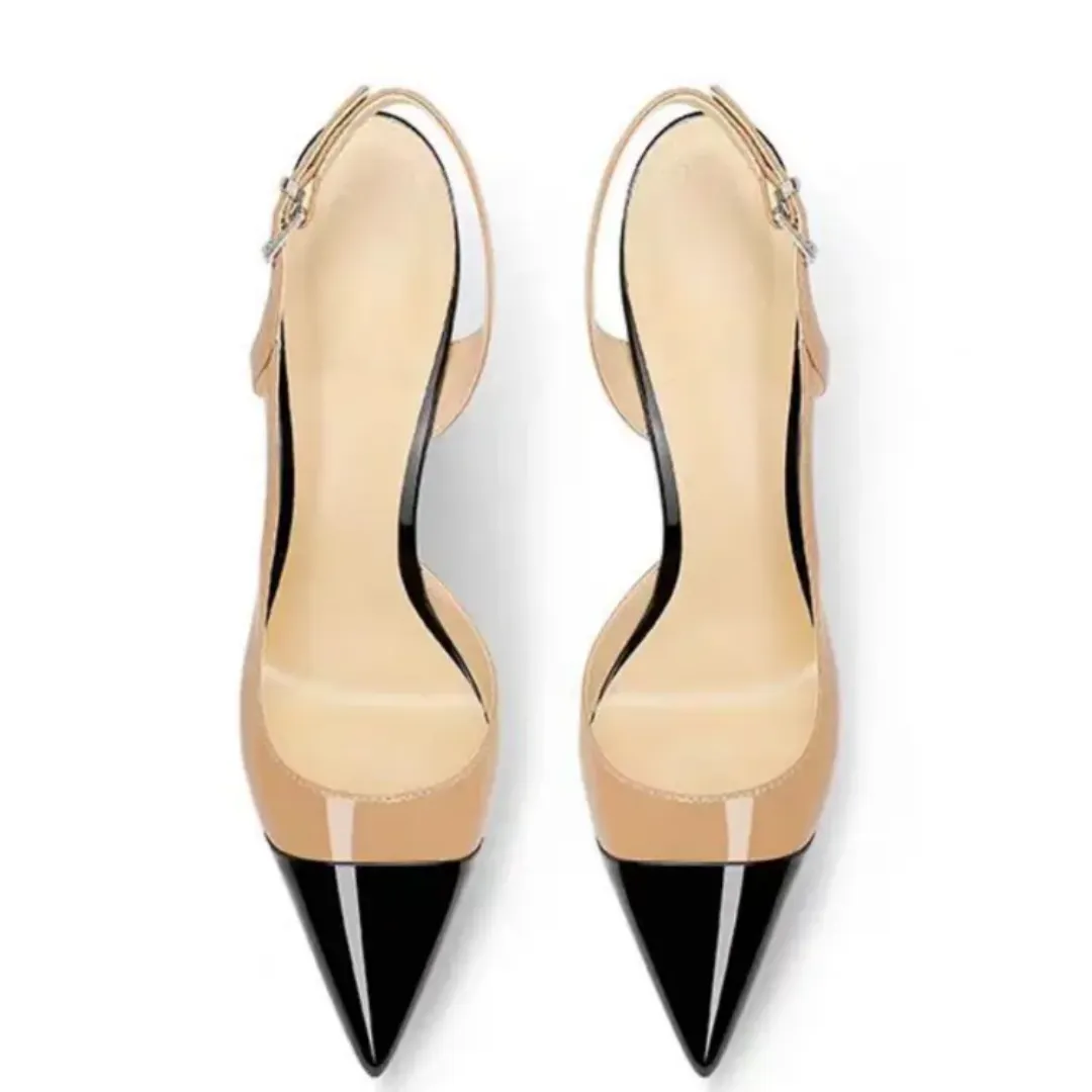 Escarpins Slingback à Talons Aiguilles – Fait Main en Cuir PU de Haute Qualité – Bout Pointu Élégant