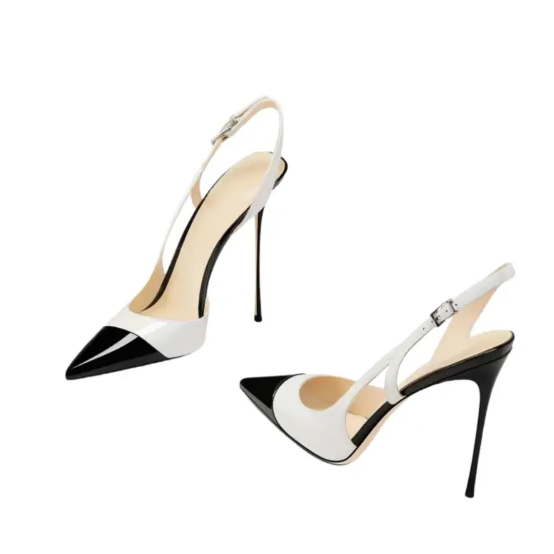 Escarpins Slingback à Talons Aiguilles – Fait Main en Cuir PU de Haute Qualité – Bout Pointu Élégant