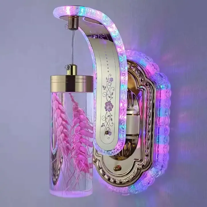 Applique Murale LED avec Vraie Fleur - Design Moderne Nordique, Lampe d'Ambiance pour Salon, Chambre ou Chevet