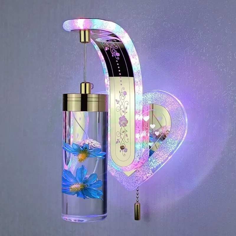 Applique Murale LED avec Vraie Fleur - Design Moderne Nordique, Lampe d'Ambiance pour Salon, Chambre ou Chevet