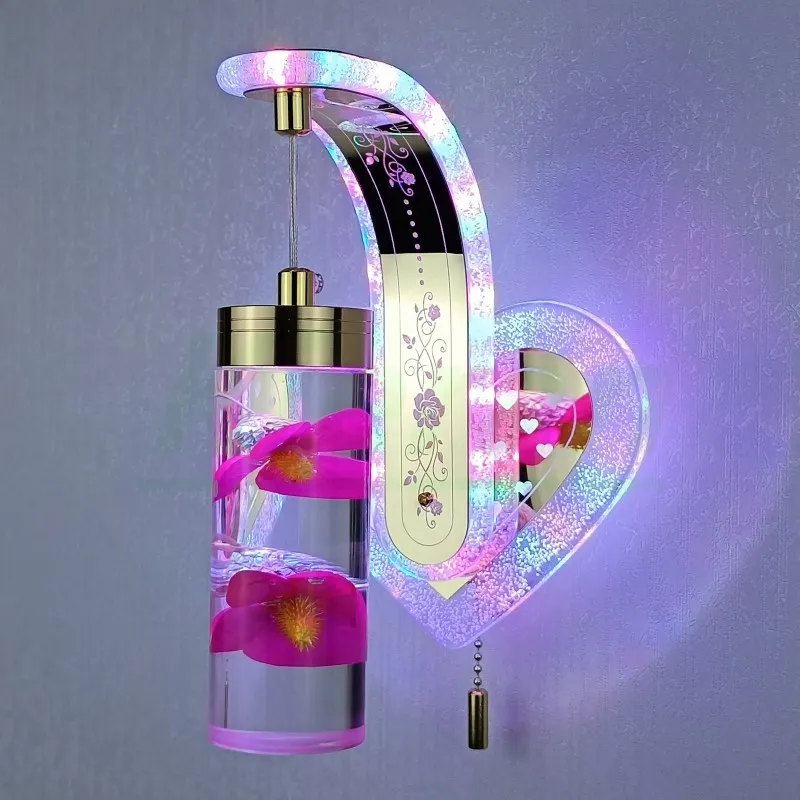 Applique Murale LED avec Vraie Fleur - Design Moderne Nordique, Lampe d'Ambiance pour Salon, Chambre ou Chevet