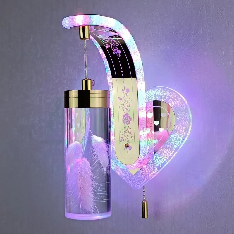 Applique Murale LED avec Vraie Fleur - Design Moderne Nordique, Lampe d'Ambiance pour Salon, Chambre ou Chevet