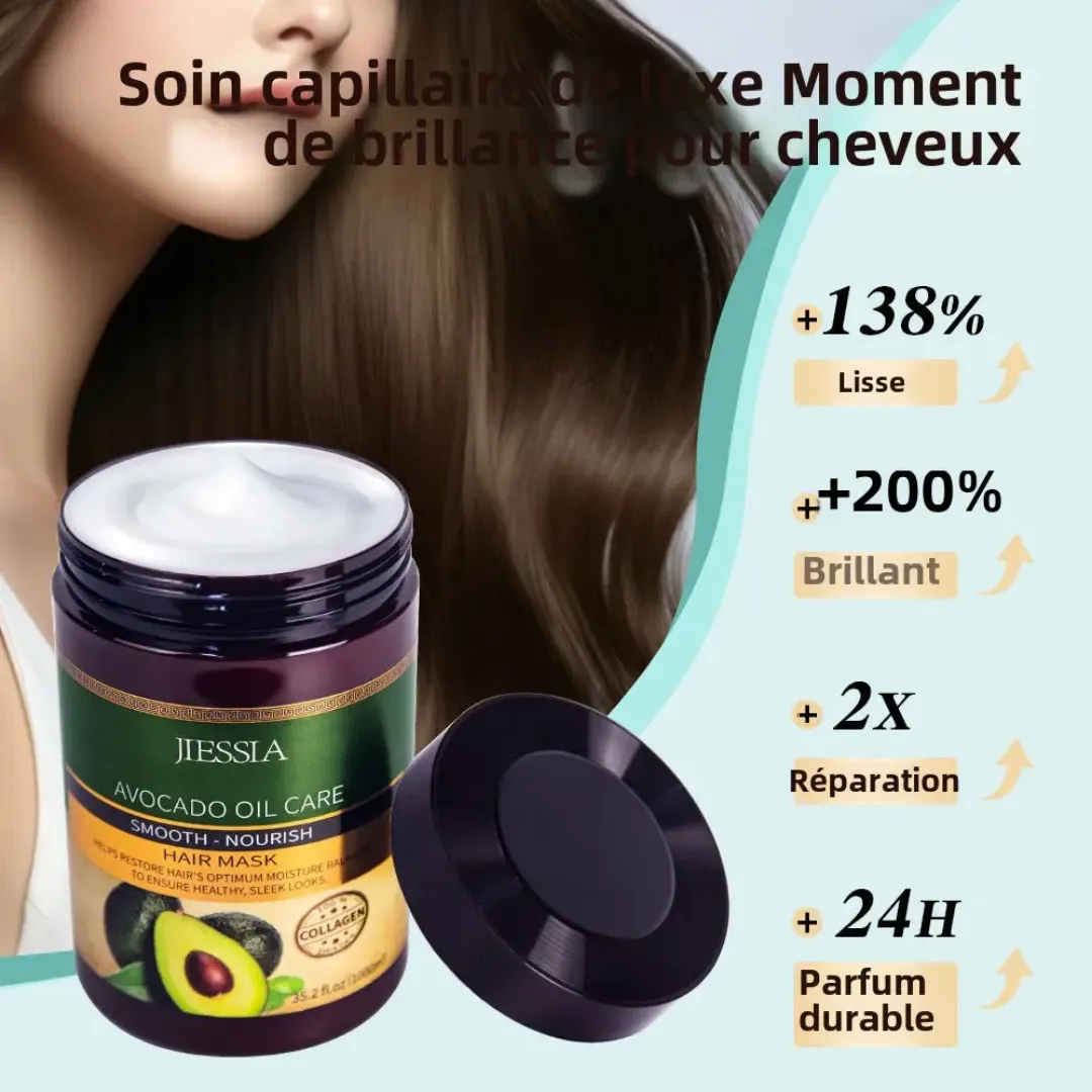 Masque Capillaire Réparateur à l’Huile d’Avocat JIESSIA – Lissage, Nourrissant, Collagène Naturel – 