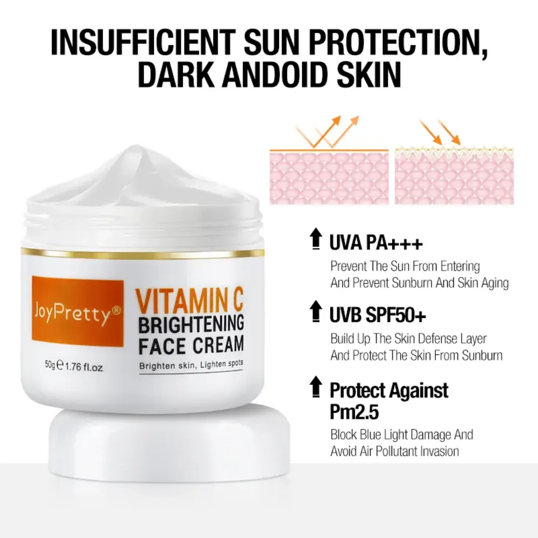 Crème Visage Éclaircissante à la Vitamine C – Anti-taches, Hydratante & Anti-âge – 50ml