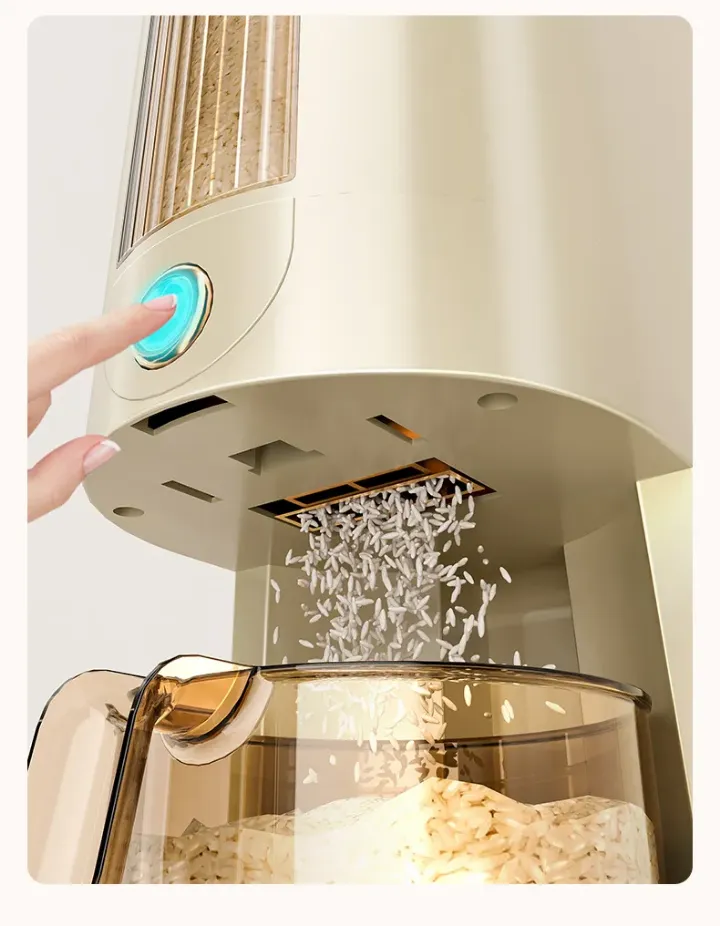 Distributeur de Riz et Céréales Transparent Étanche - Récipient de Stockage Alimentaire avec Bouton de Distribution Automatique