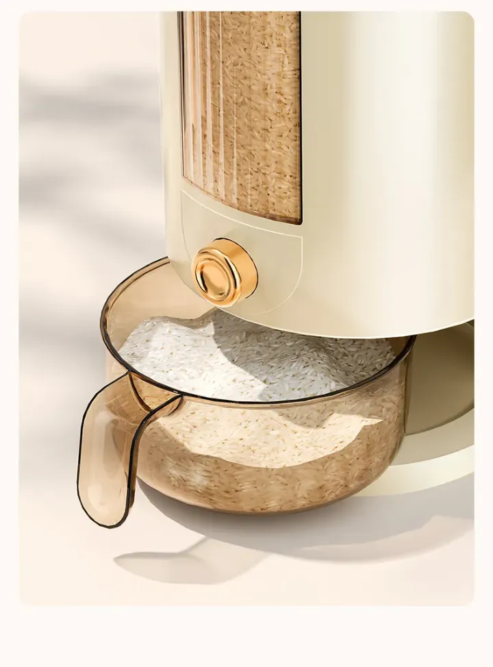 Distributeur de Riz et Céréales Transparent Étanche - Récipient de Stockage Alimentaire avec Bouton de Distribution Automatique