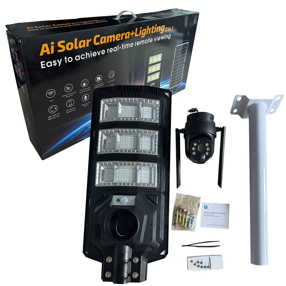 Caméra Solaire 4G V380 Pro avec Éclairage LED - 18000 mAh, Étanche, Vision Nocturne, Surveillance Extérieure Sans Fil