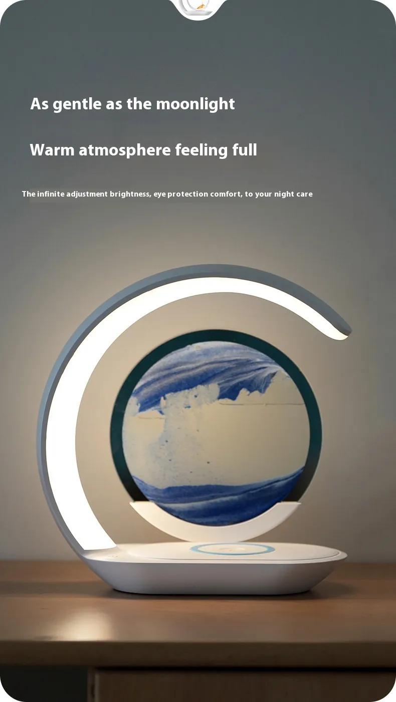 Lampe de Chevet LED Design Sablier avec Chargeur Sans Fil - Lumière Ambiance Chaude et Confort Visuel