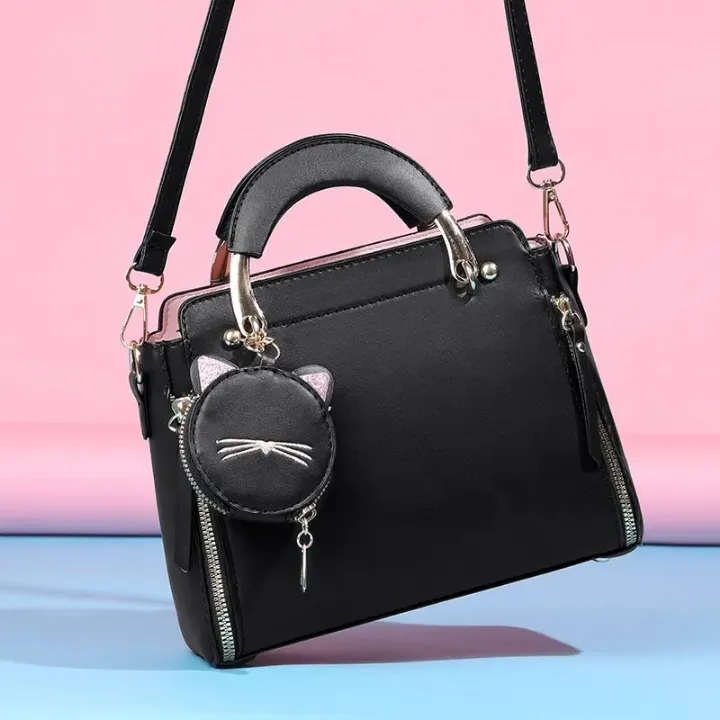 Sac à main femme élégant avec porte-monnaie chat – Design tendance, multi-couleurs, bandoulière réglable