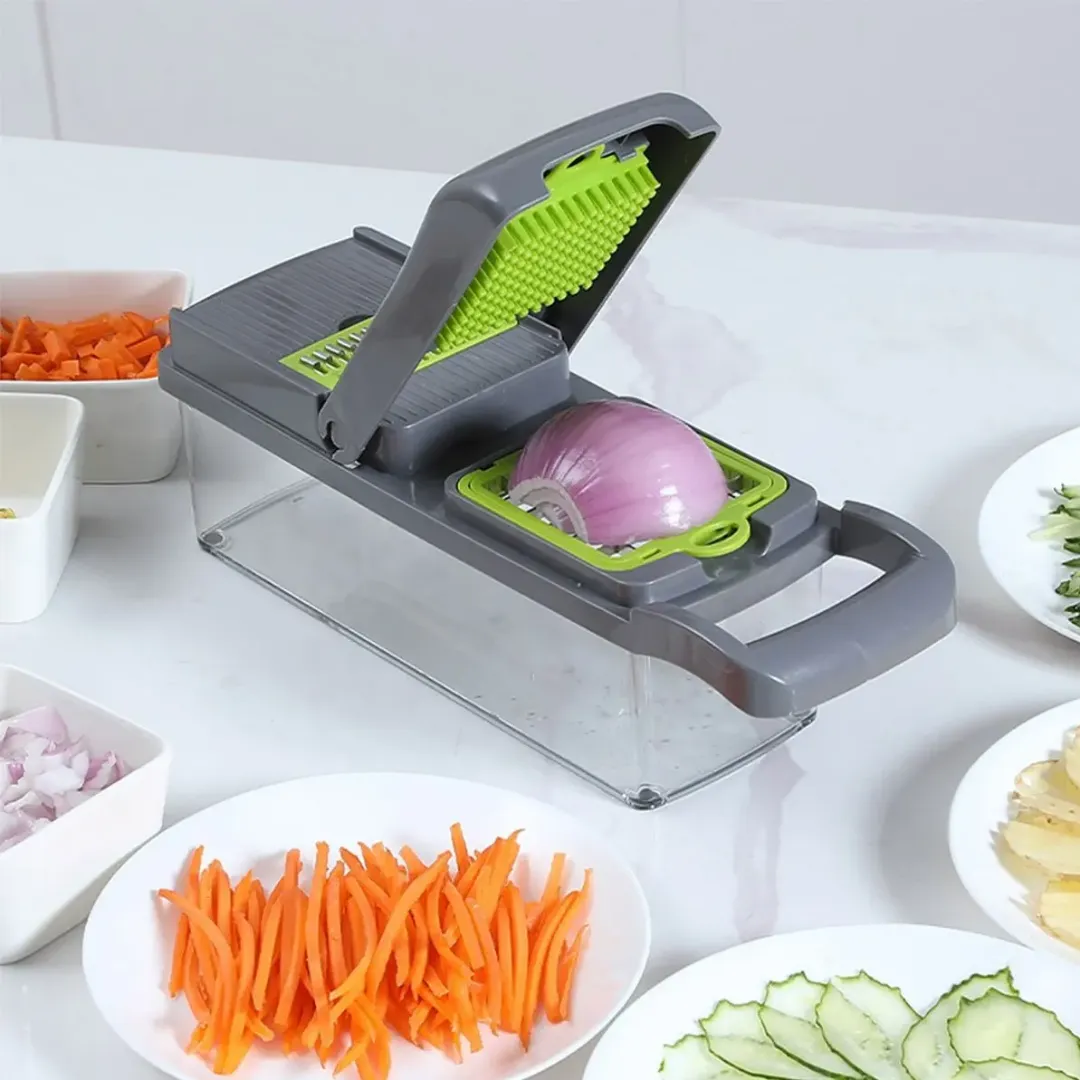 Coupe-légumes multifonction 14 en 1 – Mandoline professionnelle pour légumes et oignons