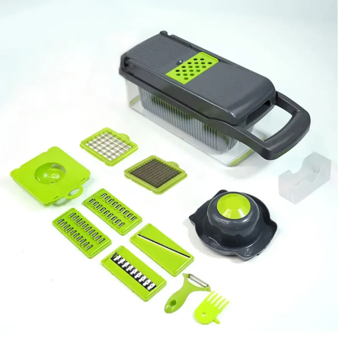 Coupe-légumes multifonction 14 en 1 – Mandoline professionnelle pour légumes et oignons