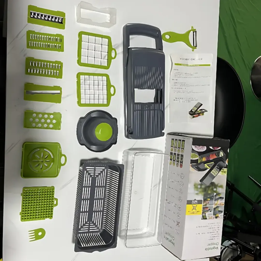 Coupe-légumes multifonction 14 en 1 – Mandoline professionnelle pour légumes et oignons