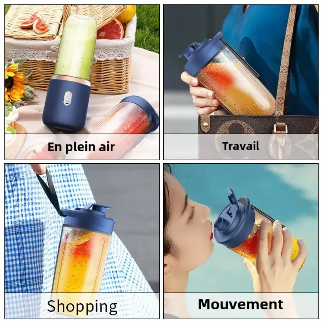 Mini Blender Rechargeable – Mixeur de Fruits Portable avec USB, Presse-Agrumes Intégré