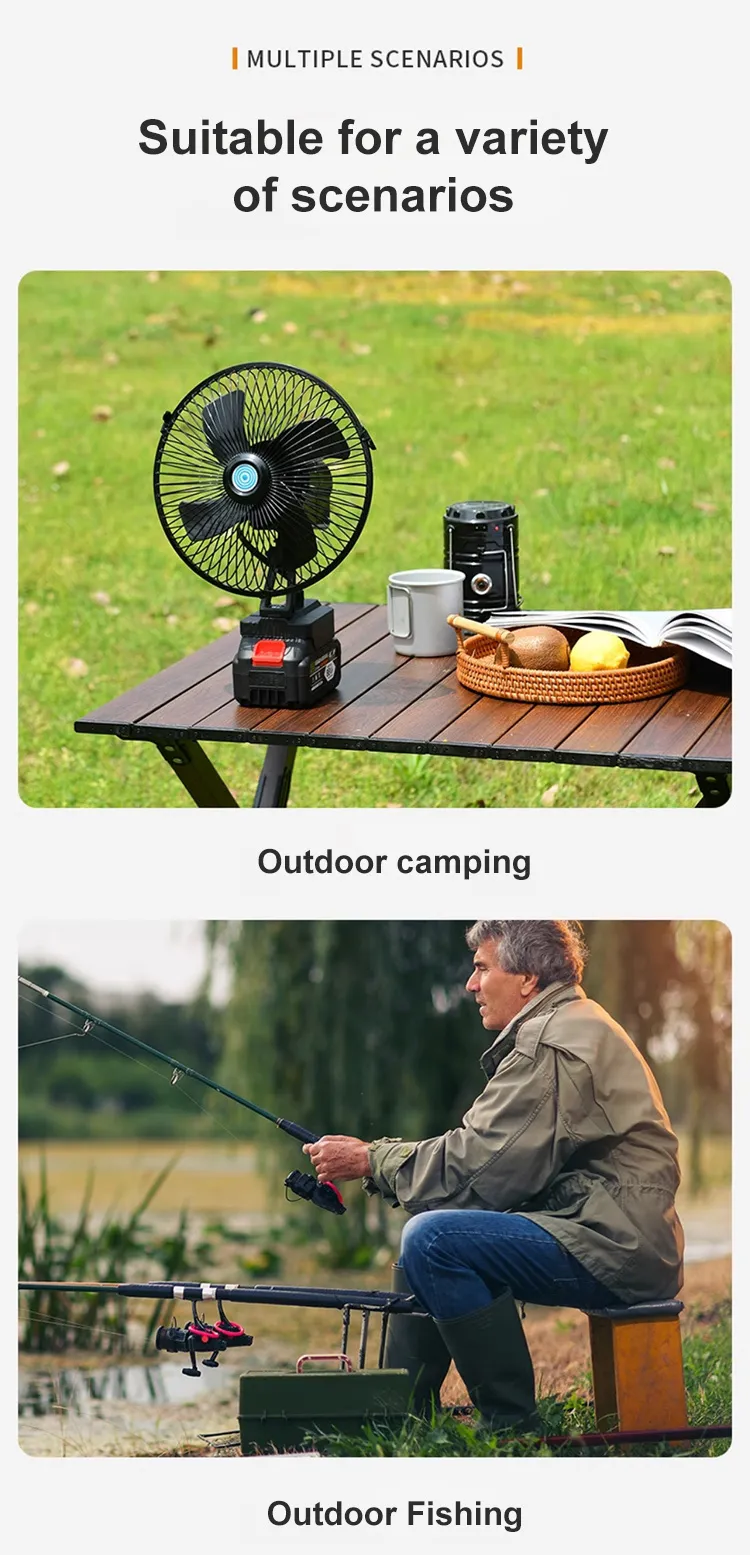 Ventilateur de sol rechargeable 8" – Autonomie 4 à 5h, économique et portable