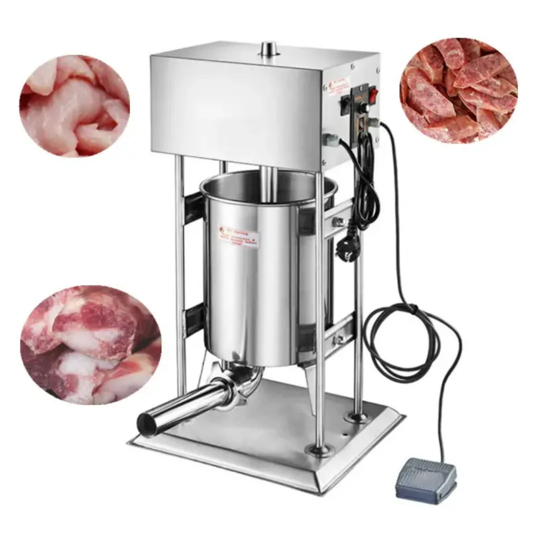 Remplisseuse à Saucisses Électrique 30L en Acier Inoxydable - Machine Professionnelle avec 4 Embouts et Pédale