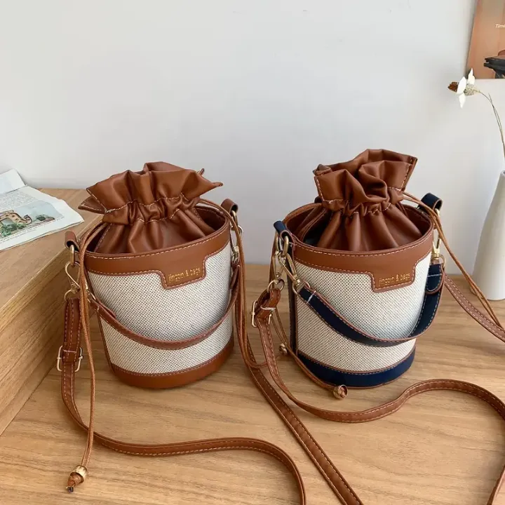 Sac Seau à Cordon Femme – Style Vintage, Bandoulière Réglable, Petit Format Chic