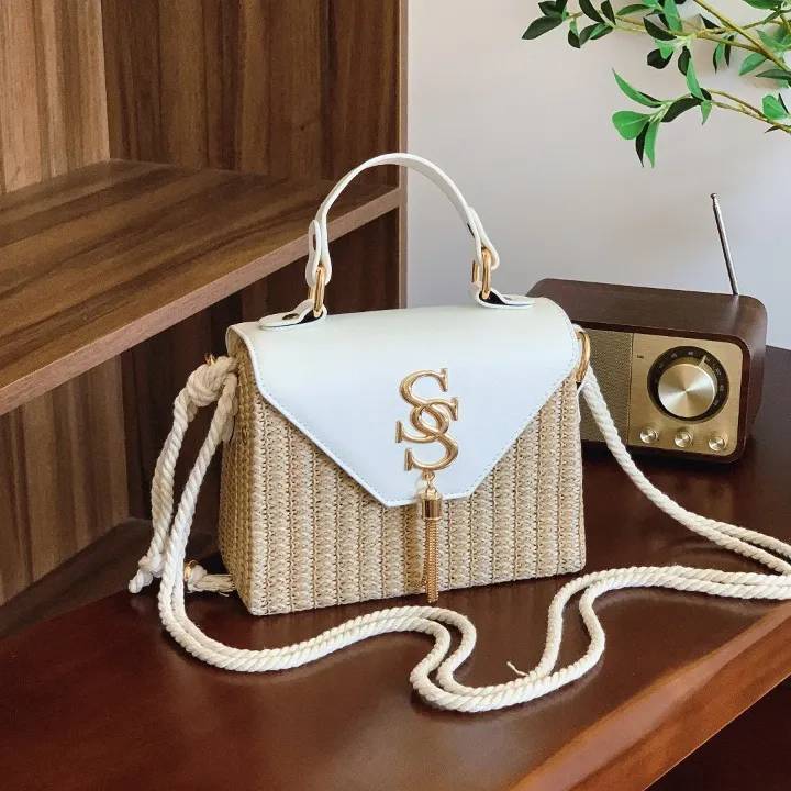 Sac Bandoulière Femme Style Bohème Tissé – Léger et Élégant avec Fermeture Contraste