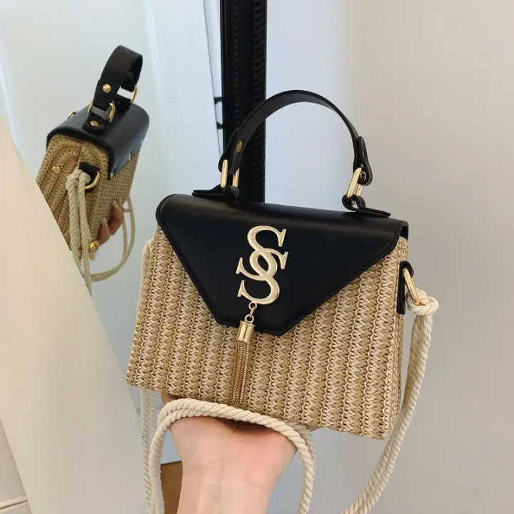 Sac Bandoulière Femme Style Bohème Tissé – Léger et Élégant avec Fermeture Contraste