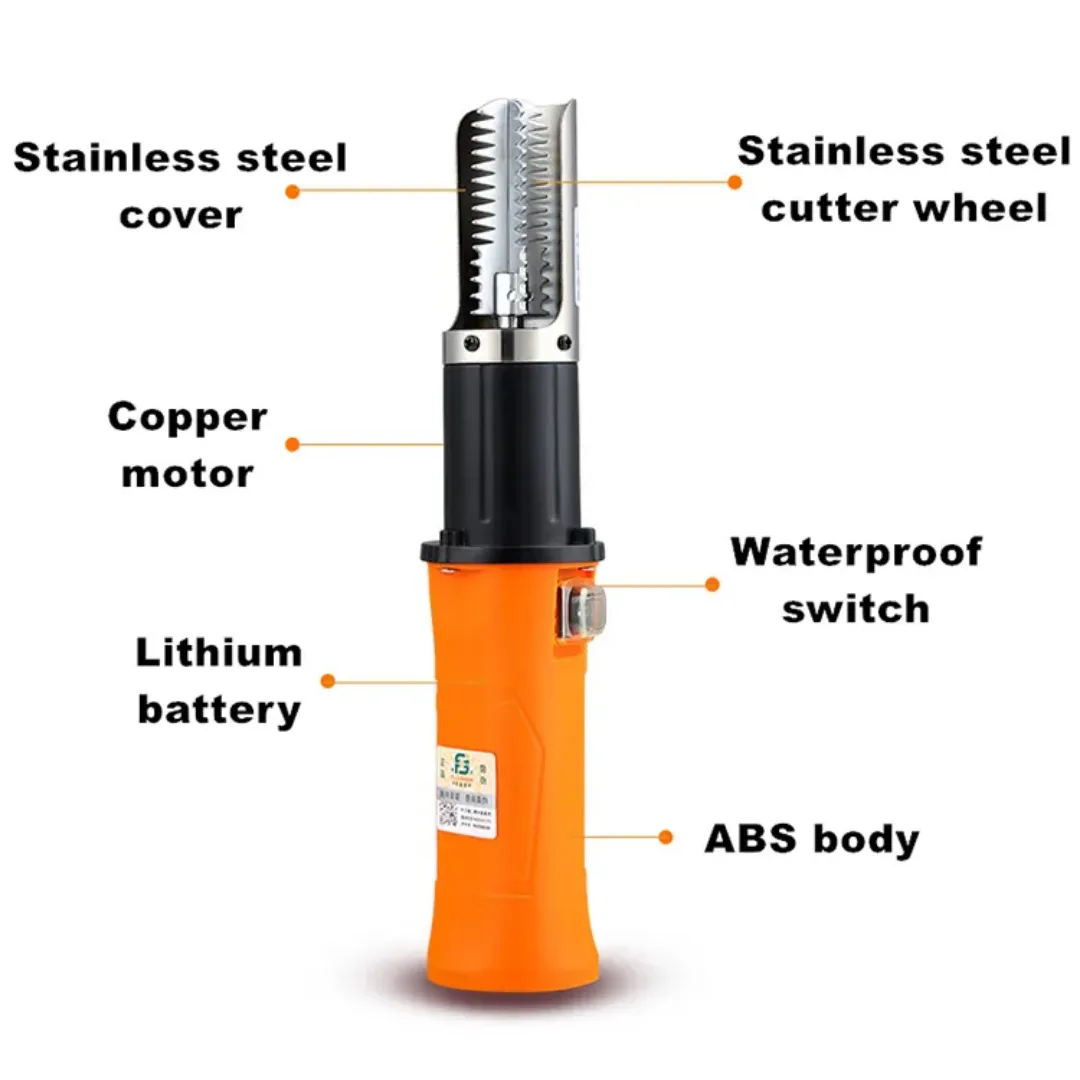 Écailleur Électrique Rechargeable 96W - Acier Inoxydable, Batterie 12V Lithium, Étanche et Portable