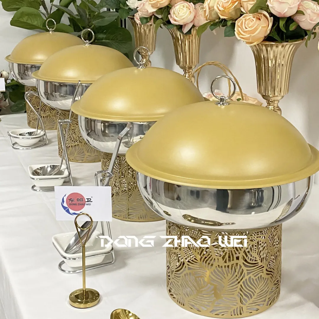 Chafing Dish Décoratif de Luxe 4.5L - Modèle Feuilles Dorées ou Noires, Présentoir Chauffe-Plat pour Traiteur