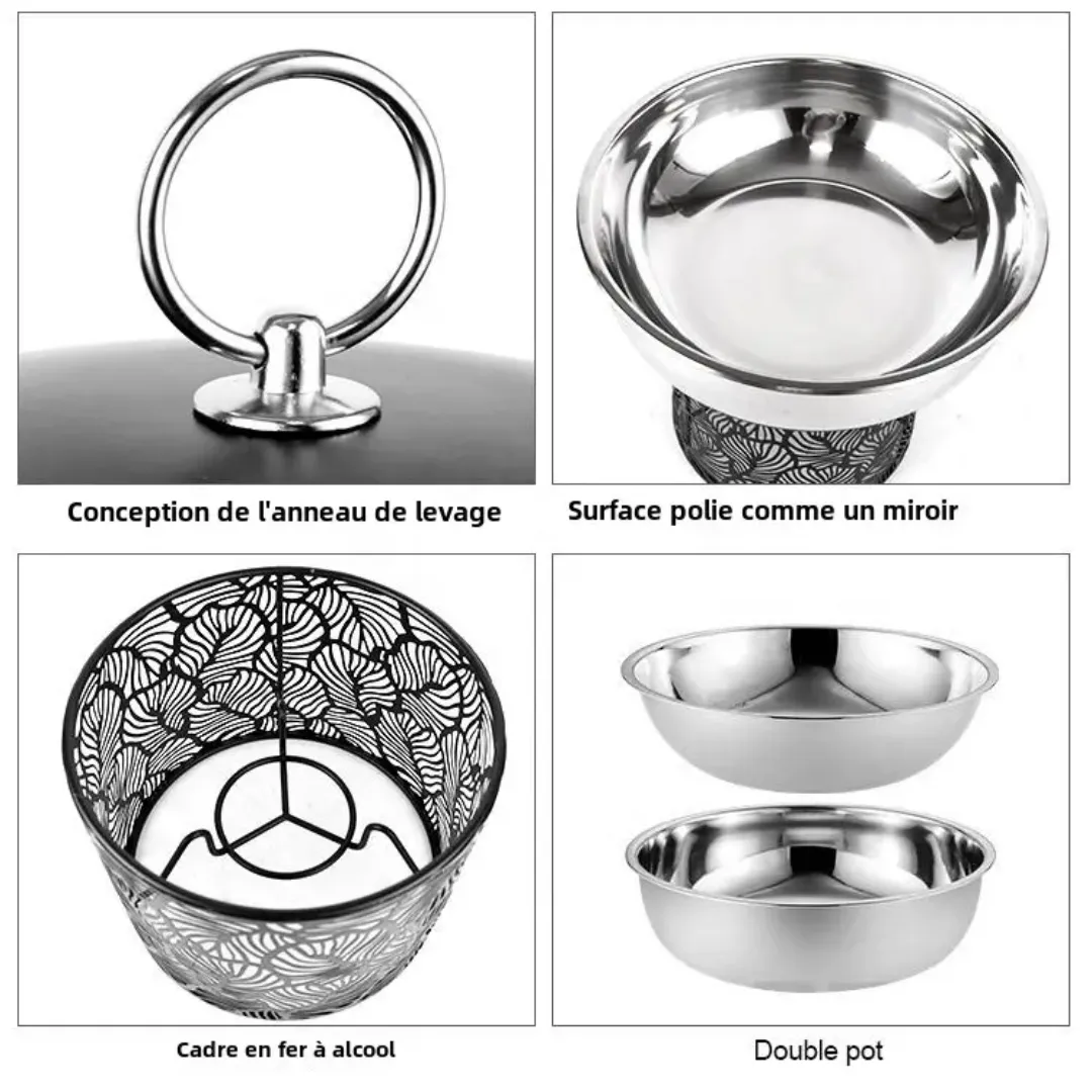 Chafing Dish Décoratif de Luxe 4.5L - Modèle Feuilles Dorées ou Noires, Présentoir Chauffe-Plat pour Traiteur