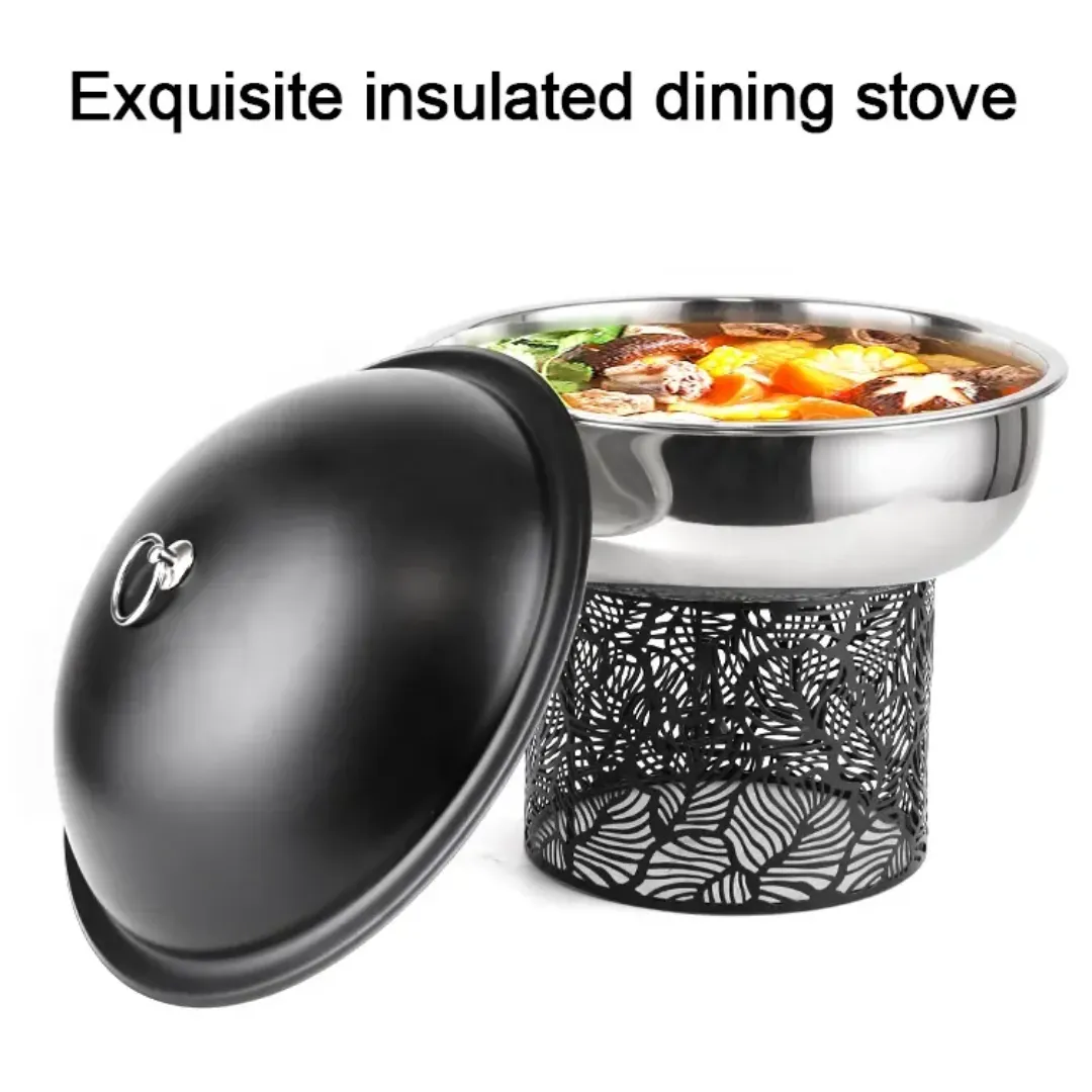 Chafing Dish Décoratif de Luxe 4.5L - Modèle Feuilles Dorées ou Noires, Présentoir Chauffe-Plat pour Traiteur