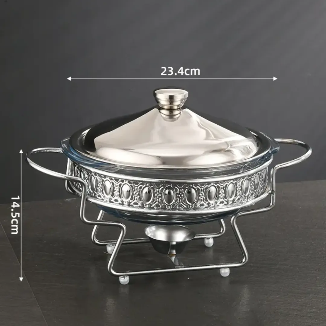 Chafing Dish Argenté Armain 2L - Récipient Chauffe-Plat de Luxe