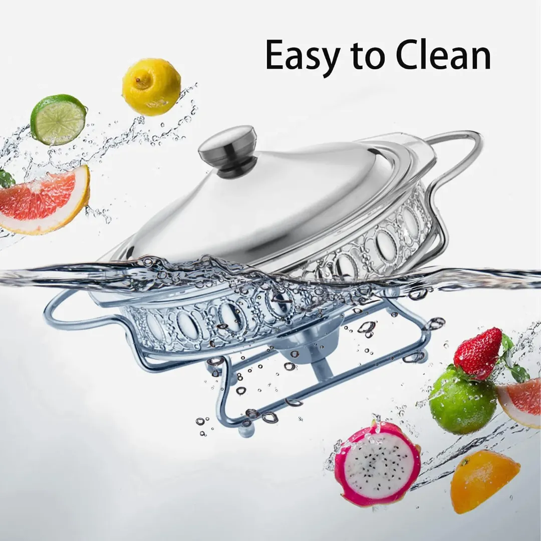 Chafing Dish Argenté Armain 2L - Récipient Chauffe-Plat de Luxe