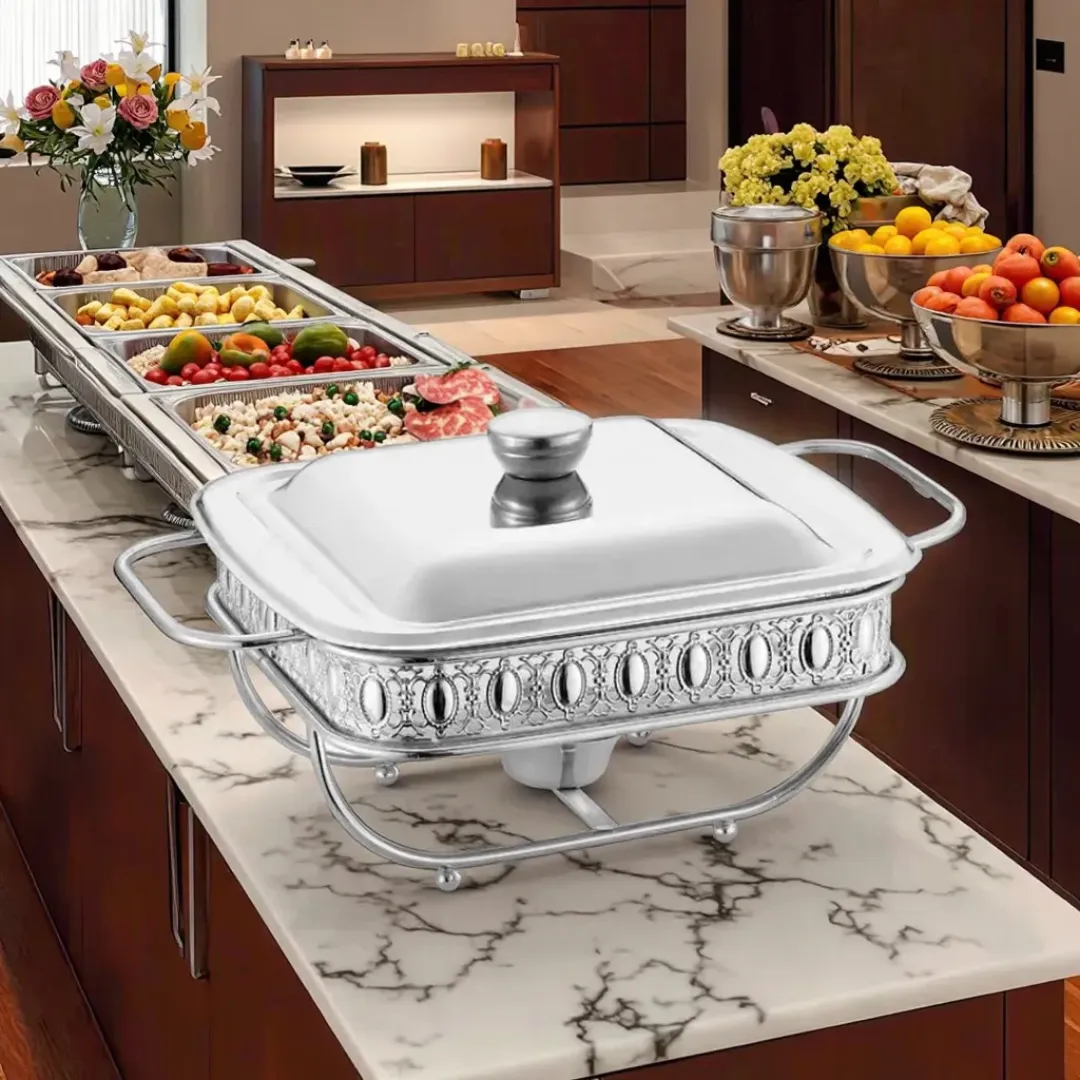 Chafing Dish Carré Argenté Armain 1.8L - Chauffe-Plat Compact