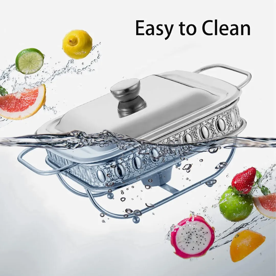 Chafing Dish Carré Argenté Armain 1.8L - Chauffe-Plat Compact