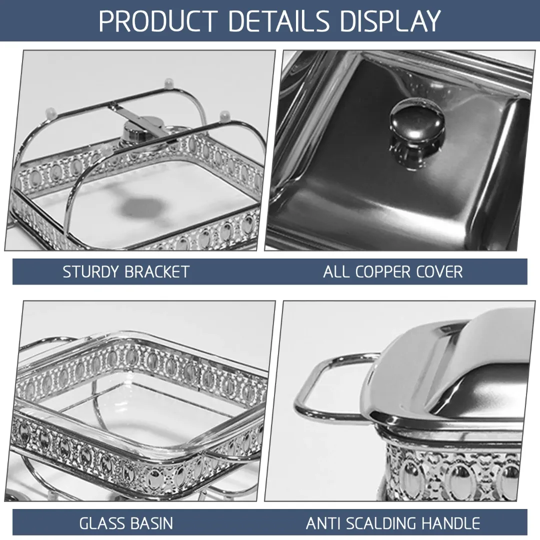 Chafing Dish Carré Argenté Armain 1.8L - Chauffe-Plat Compact