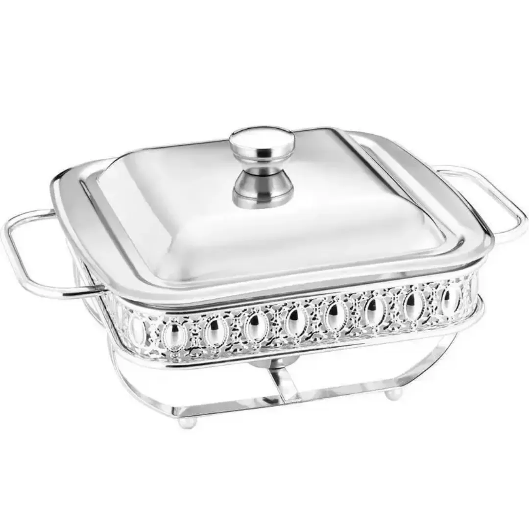 Chafing Dish Carré Argenté Armain 1.8L - Chauffe-Plat Compact
