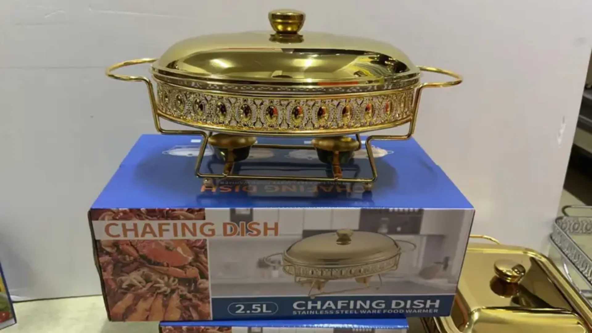 Chafing Dish Ovale Argenté 3L - Chauffe-Plat Design avec Lignes Élégantes