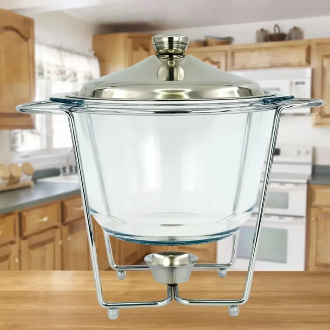 Marmite Chauffante Argentée en Verre 4L - Spécial Soupe et Sauce