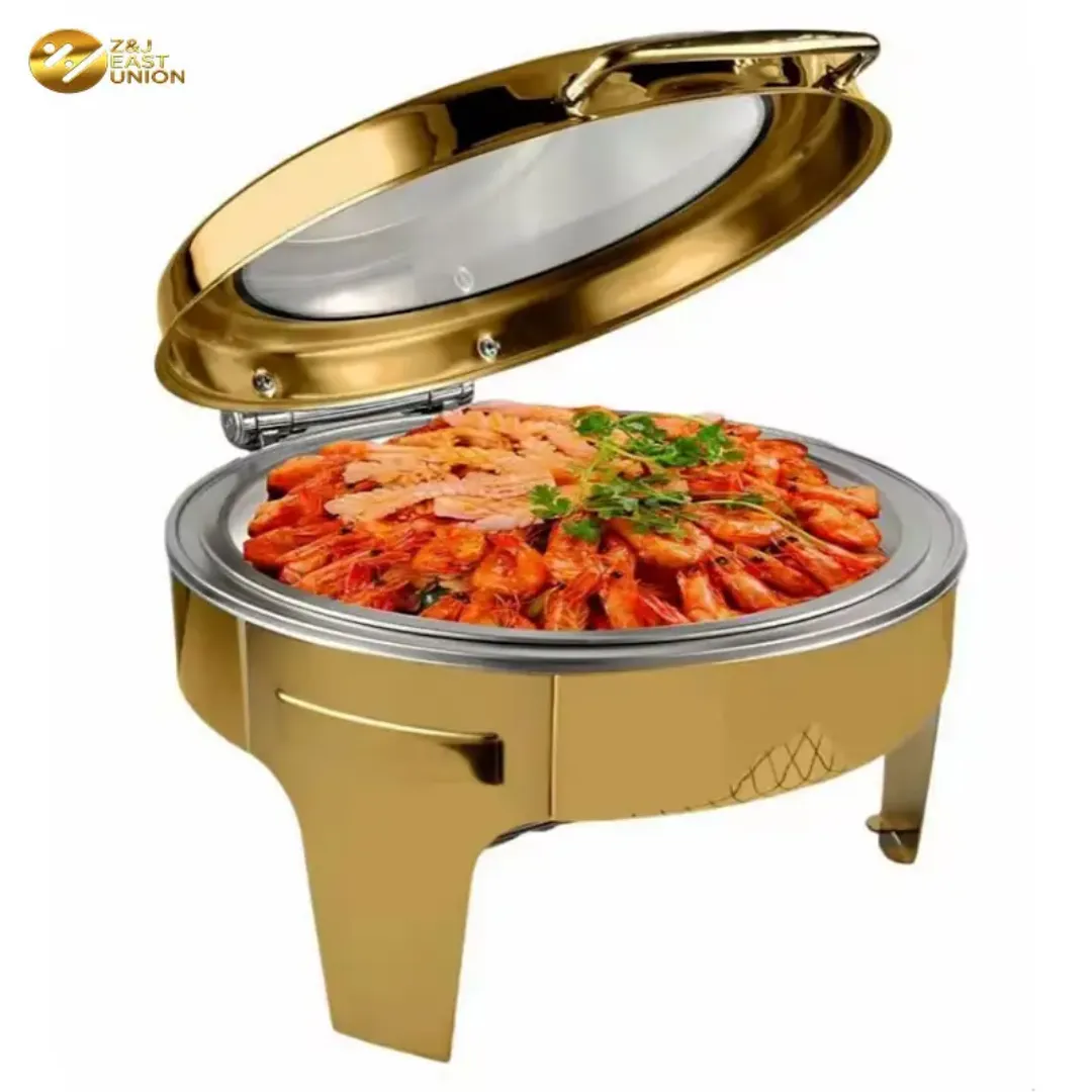 Chafing Dish Professionnel avec Couvercle Roulant - Modèle Hôtel en Acier Inoxydable