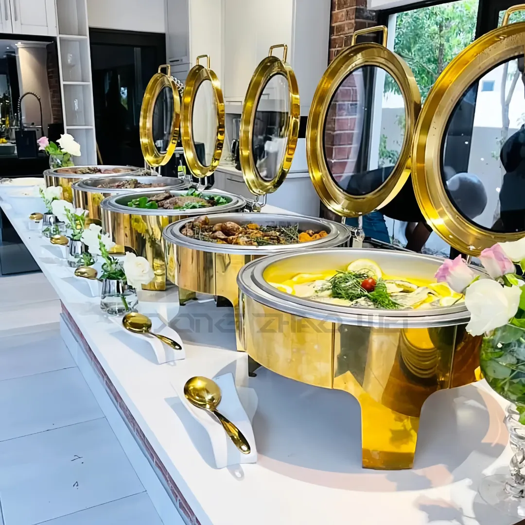 Chafing Dish Professionnel avec Couvercle Roulant - Modèle Hôtel en Acier Inoxydable