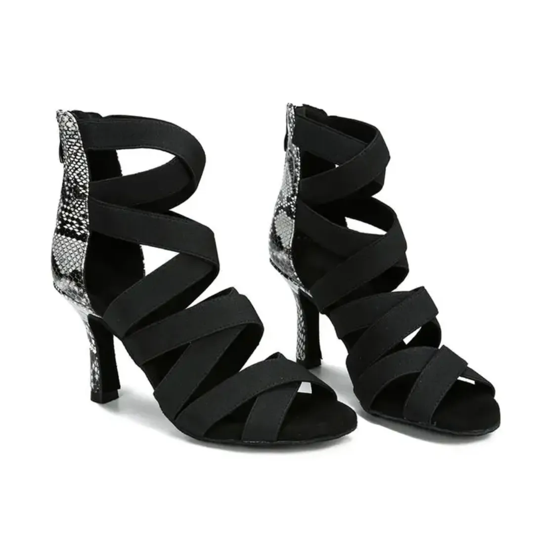 Sandales Latines à Talons Hauts Élégantes pour Femmes – Cuir Respirant, Style Danse & Soirée