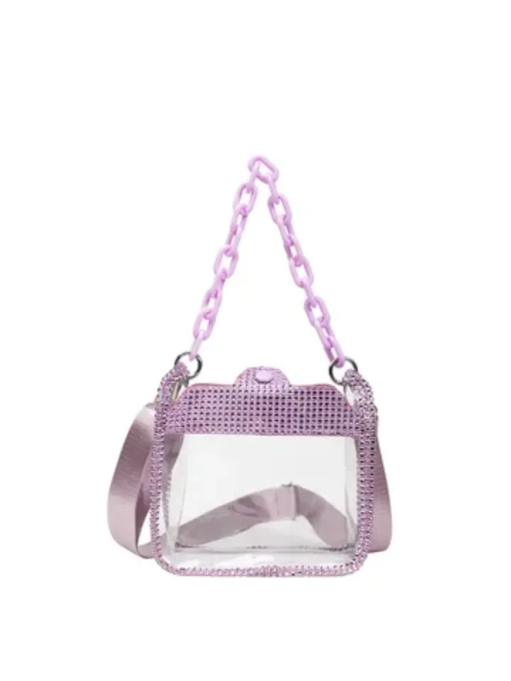 Sac Transparent à Chaîne et Strass - Tendance et Originalité