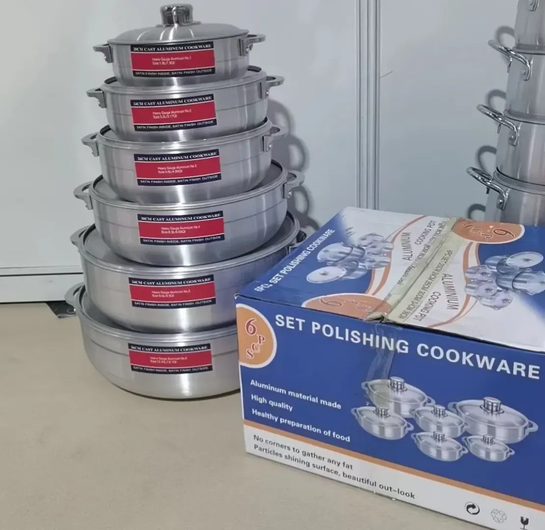 Batterie de Cuisine en Aluminium - 6 Casseroles Empilables avec Poignées Renforcées