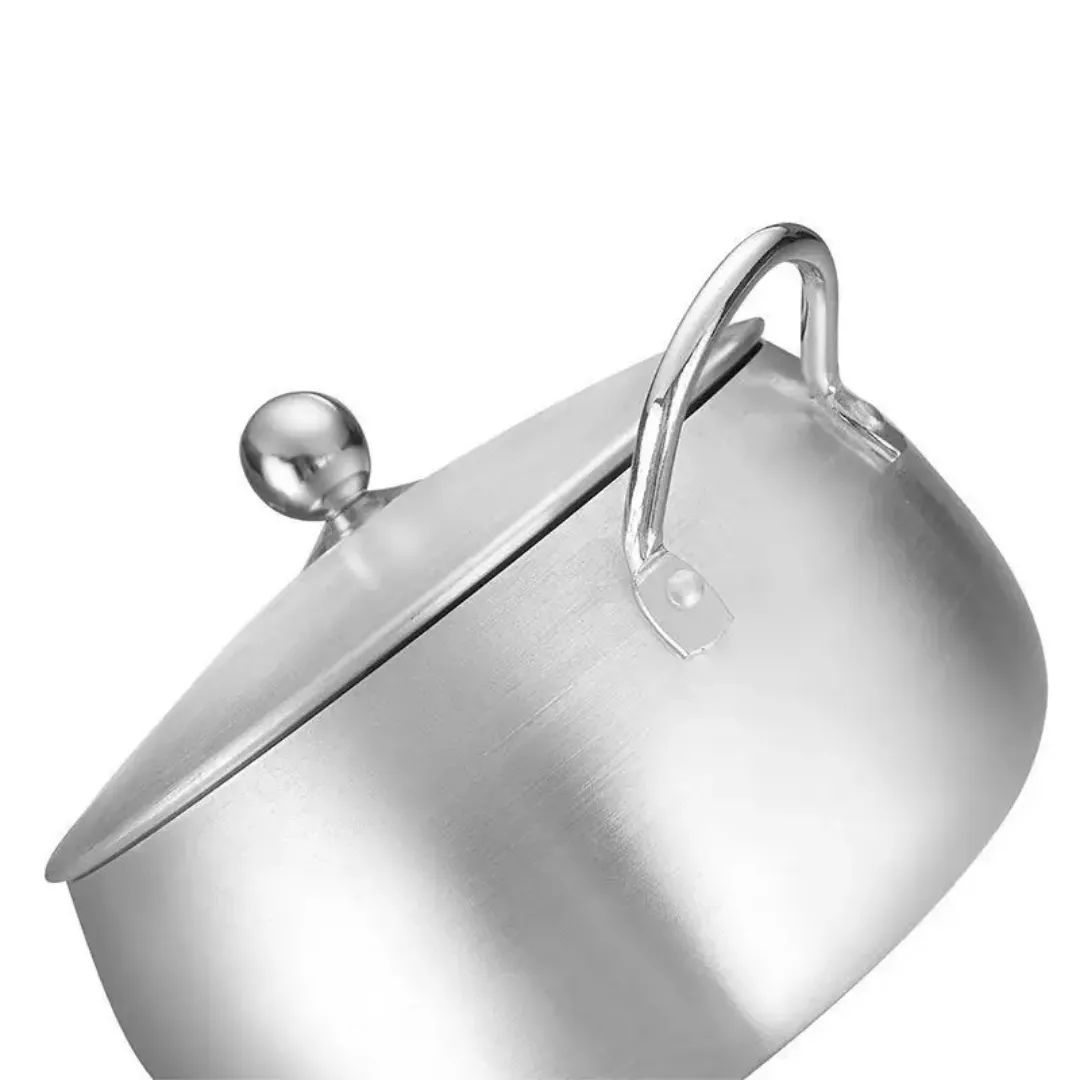 Batterie de Cuisine 5 Pièces en Acier Inoxydable - Marmites Robustes 16 à 24 cm pour Cuisson Familiale