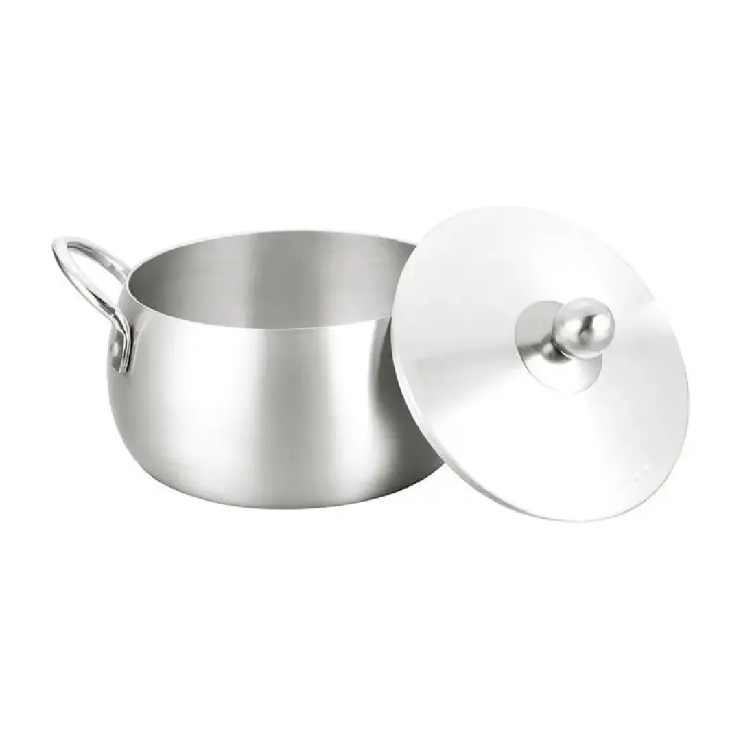 Batterie de Cuisine 5 Pièces en Acier Inoxydable - Marmites Robustes 16 à 24 cm pour Cuisson Familiale