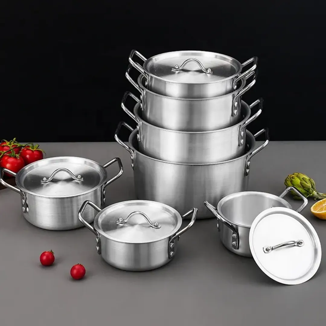 Batterie de Cuisine 7 Pièces en Aluminium Pressé - Marmites Empilables pour Cuisson Rapide et Efficace