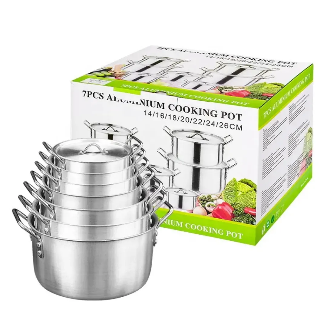Batterie de Cuisine 7 Pièces en Aluminium Pressé - Marmites Empilables pour Cuisson Rapide et Efficace