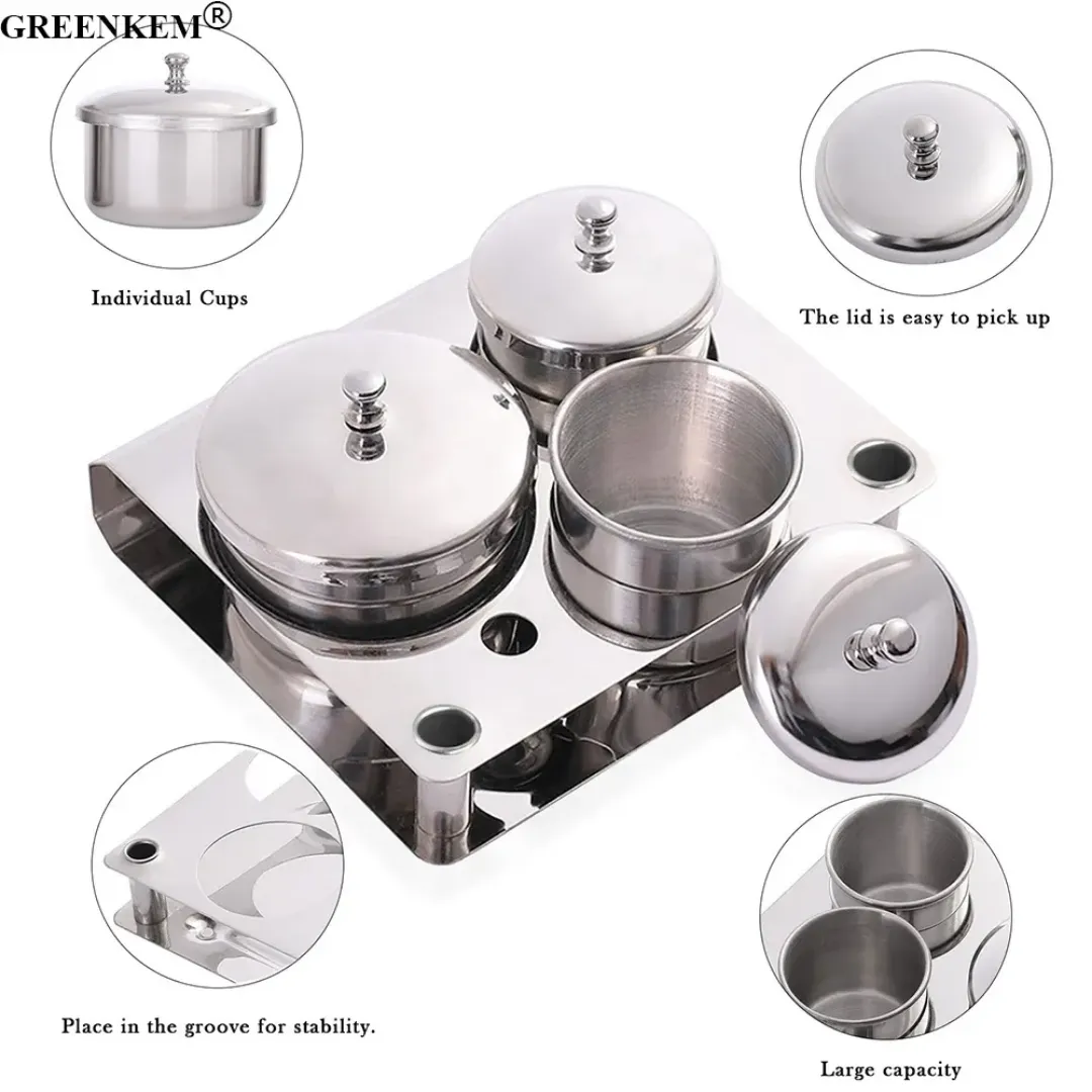 Ensemble de Coupelles Métal Inox 3 Pièces - Pour Liquide, Poudre et Nail Art