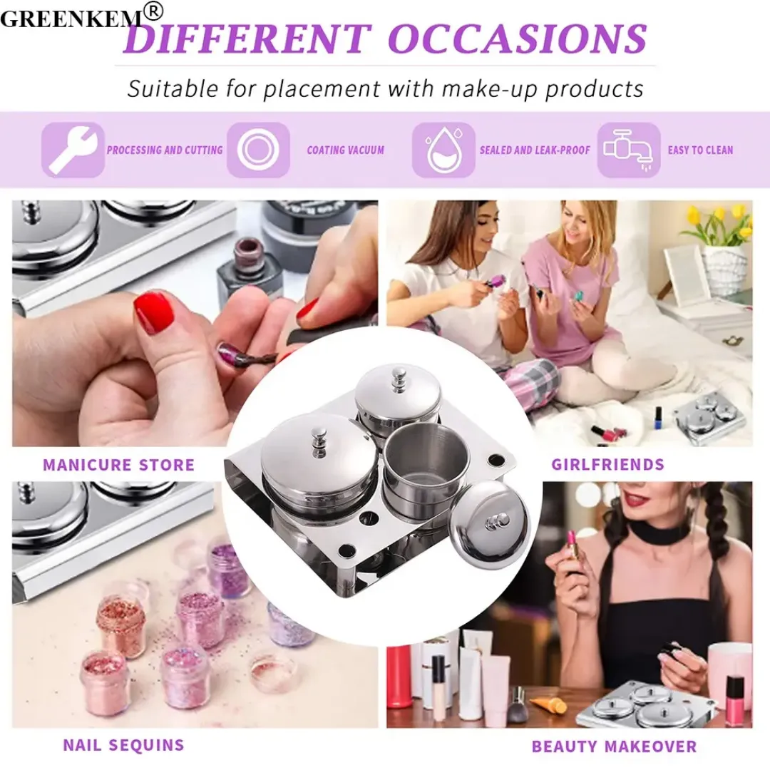 Ensemble de Coupelles Métal Inox 3 Pièces - Pour Liquide, Poudre et Nail Art