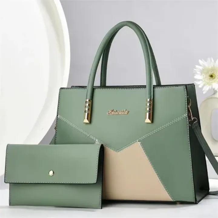 Pack 2 en 1 : Sac à Main Géométrique + Pochette Assortie - Élégance et Polyvalence