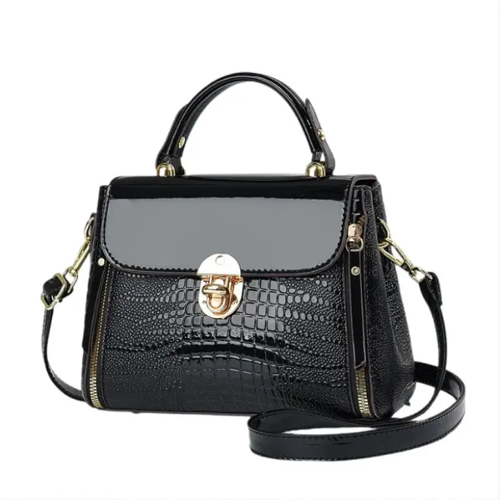 Sac à Main Effet Croco Verni - Chic et Intemporel